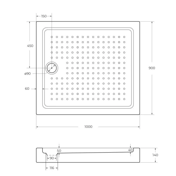 Душевой поддон Cezares Tray 100х90 см акриловый - фото 2