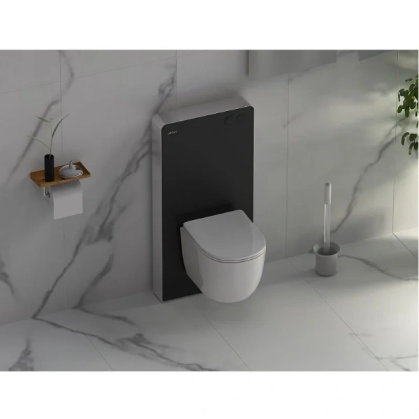 Инсталляция для унитаза Abber черная, с кнопкой - фото 5