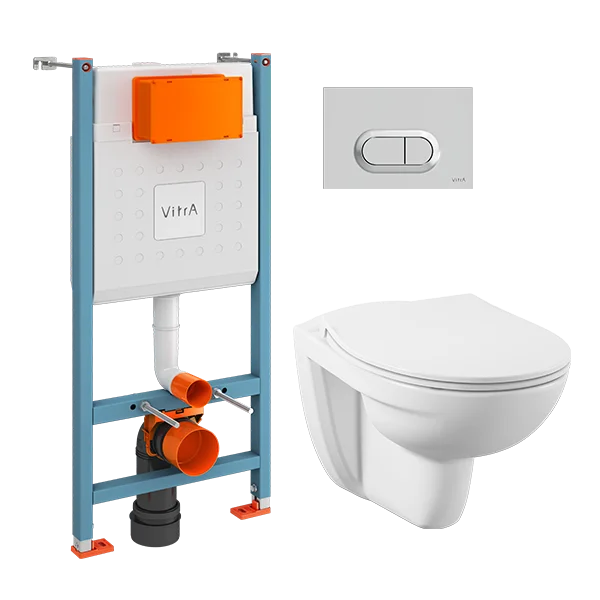 Унитаз с инсталляцией VitrA S10 кнопка хром - фото 1
