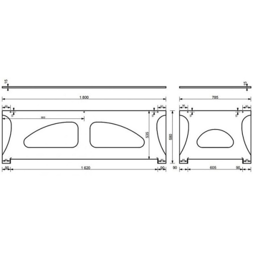 Фронтальная панель Эстет Дельта 180 см белая глянцевая - фото 2