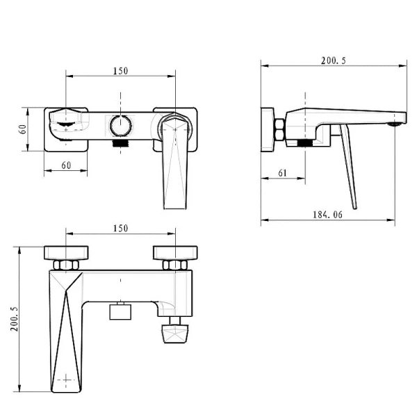 Смеситель для ванны Boheme Venturo Shine Gun Metall, для ванны - фото 2