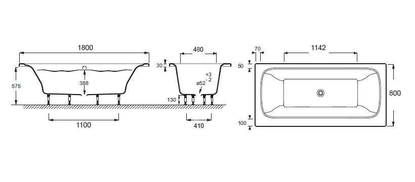 Ванна из искусственного камня Flight Jacob Delafon Elite 180х80 см прямоугольная - фото 2