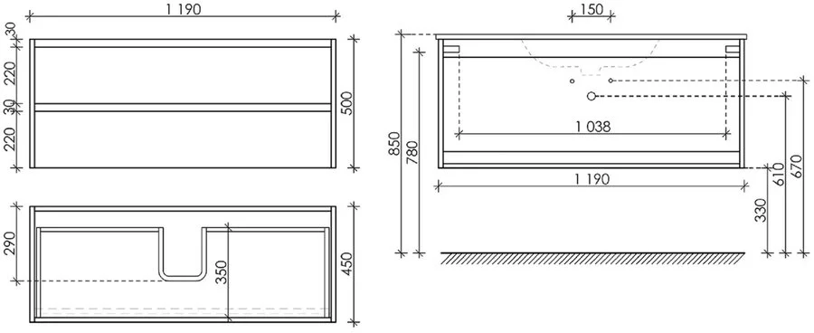Тумба под раковину подвесная Sancos Libra 120 см дуб галифакс натуральный, в наличии - фото 2