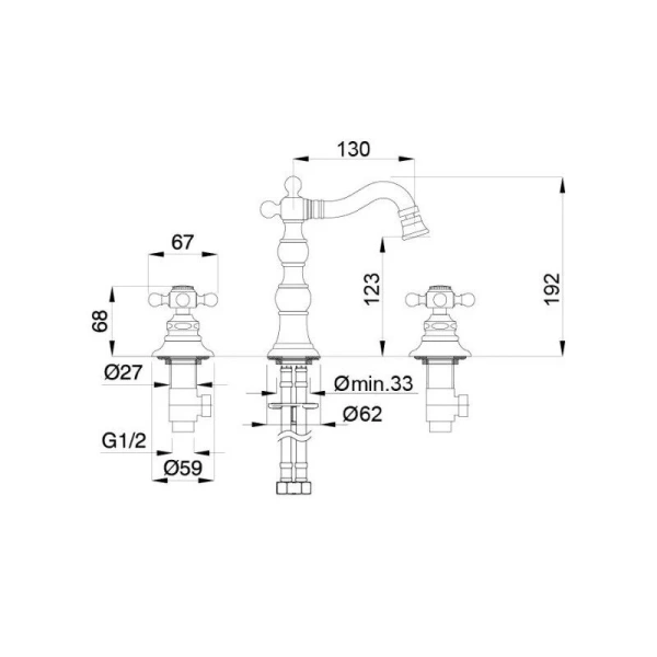 Смеситель для биде Migliore Arcadia 183 на 3 отверстия - фото 2