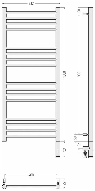 Полотенцесушитель электрический Сунержа Богема 3.0 40х100 см черный матовый, черный - фото 3
