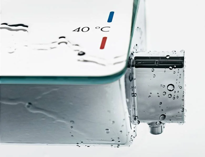 Смеситель для ванны Hansgrohe Ecostat Select полочка хром/белый, современные, hi-tech, с элементами стекла - фото 3