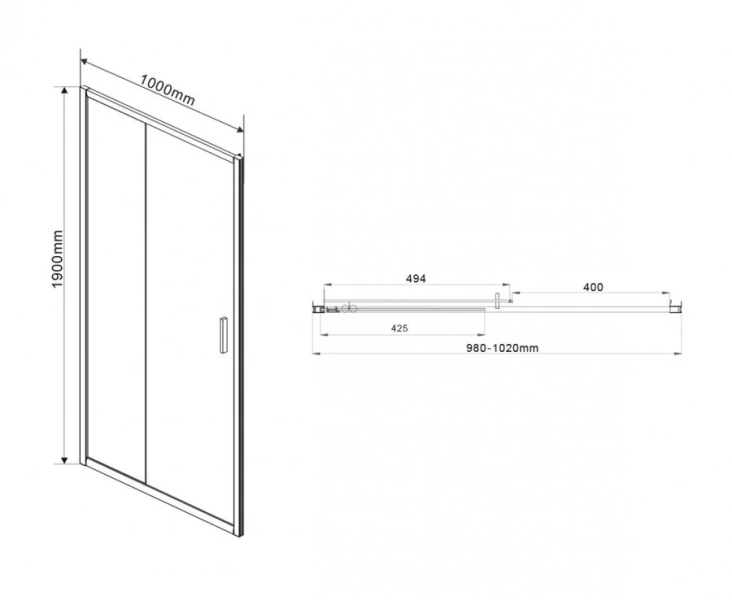 Душевая дверь в нишу Vincea Garda 100 см стекло прозрачное, современные, hi-tech - фото 2