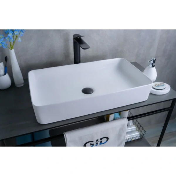 Раковина GID Geometrico Wm9396 60 см белая матовая, в форме чаши, прямоугольной формы - фото 5