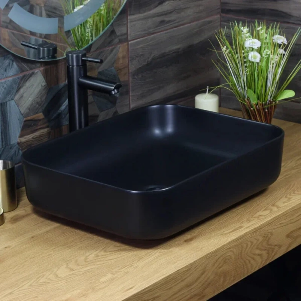 Раковина Misty 50 см черная матовая, накладные (на столешницу), пристенные - фото 3
