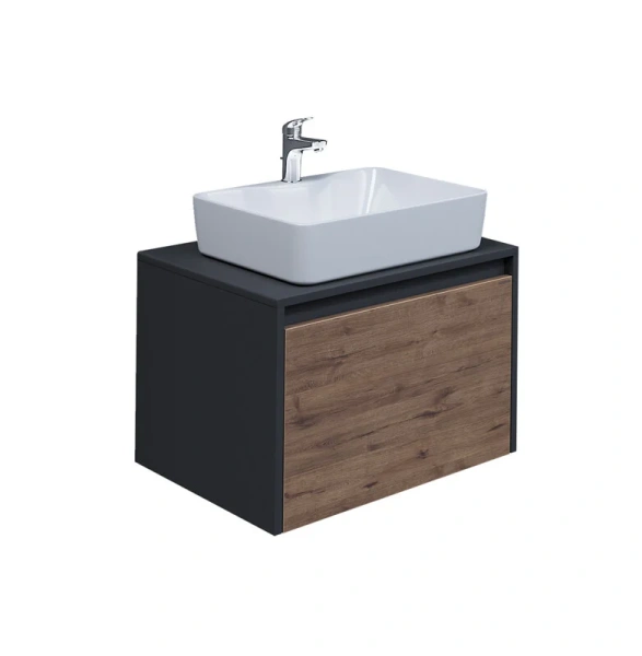 Тумба с раковиной подвесная Grossman Смарт 106009 60 см с двумя выдвижными ящиками