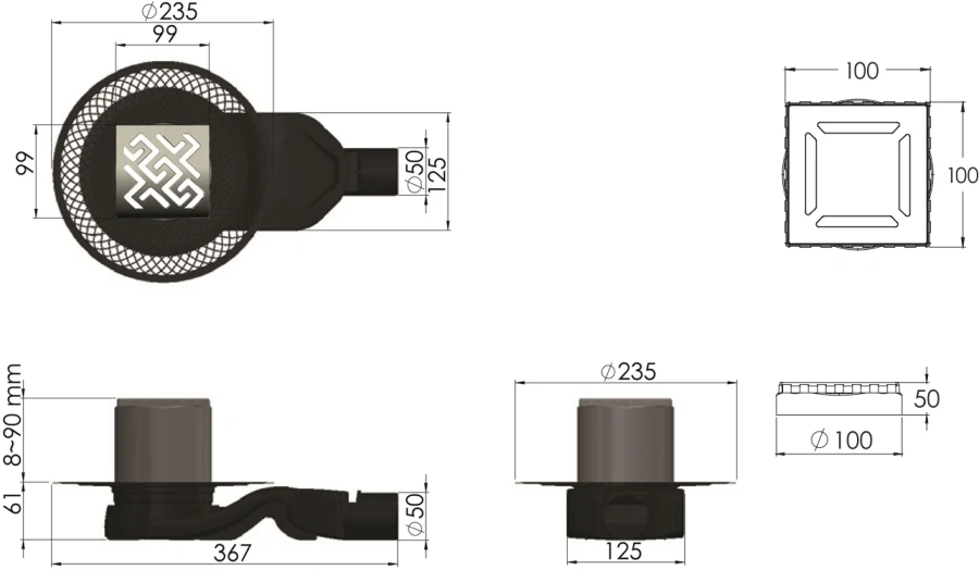 Душевой трап BERGES PLATZ Norma 10 см хром матовый, стандартные - фото 5