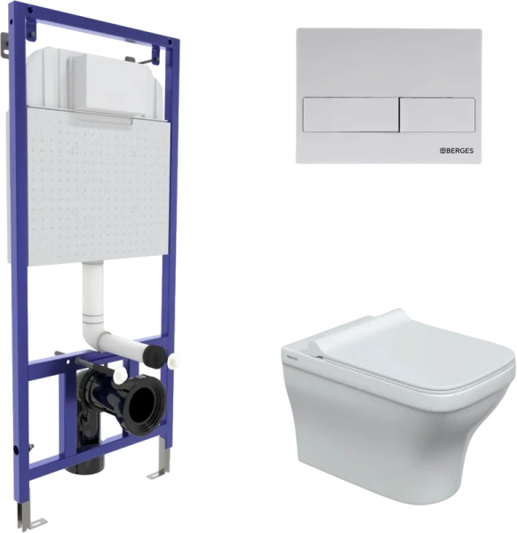 Унитаз с инсталляцией BERGES клавиша белая - фото 1