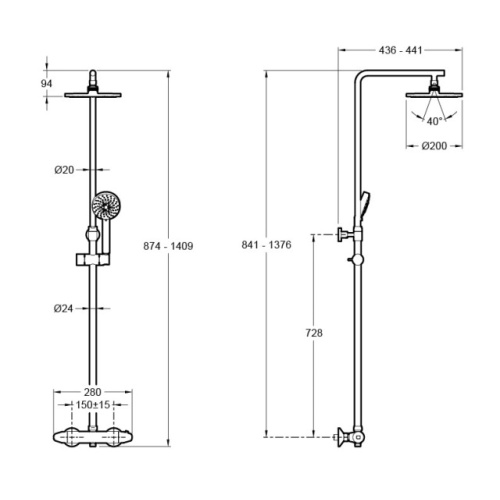 Душевая стойка Jacob Delafon BRIVE с термостатом - фото 3