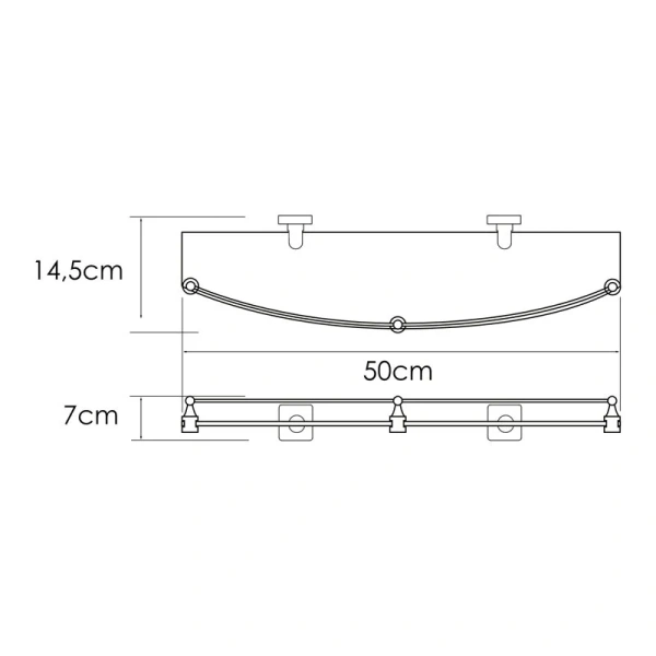 Полочка для ванной WasserKRAFT Rhin никель - фото 2