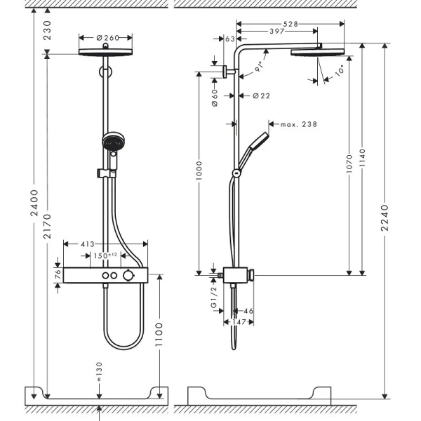 Душевая стойка Hansgrohe Pulsify термостатическая - фото 2