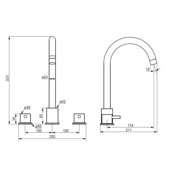 Смеситель для раковины Damixa Scandinavian Pure черный, для раковины - фото 2