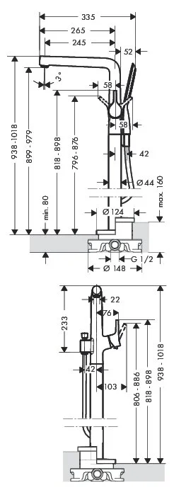 Смеситель для ванны Hansgrohe Talis S 72412000 напольный - фото 2
