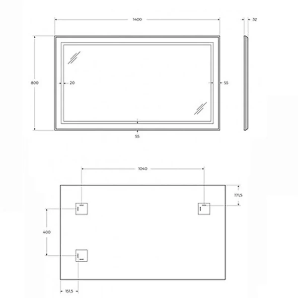 Зеркало с подсветкой BelBagno Kraft 140 см черное, в наличии - фото 2