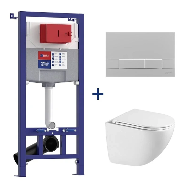 Унитаз с инсталляцией Lemark Glazer 10012 безободковый