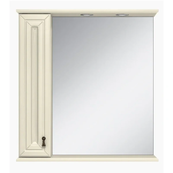 Зеркальный шкаф с подсветкой Misty Лувр 65 см слоновая кость левый - фото 1