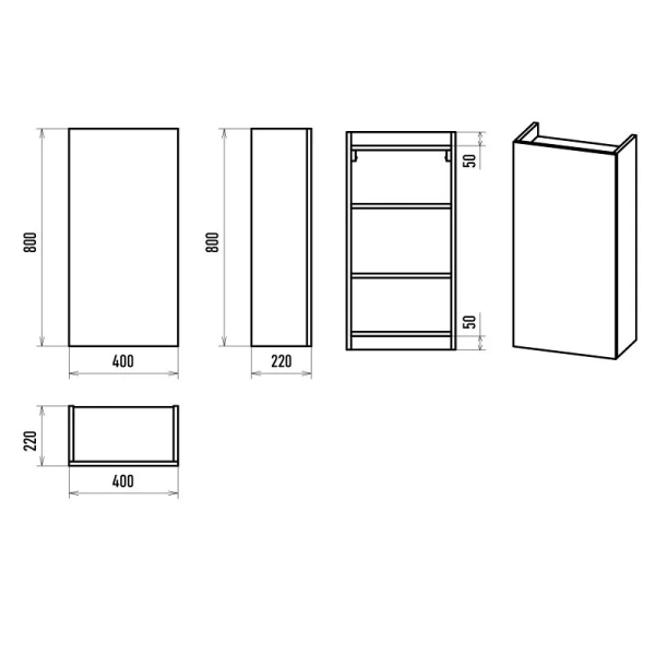Шкаф подвесной Misty Поло 40 см антрацит/дуб Галифакс белый, нет в наличии - фото 2
