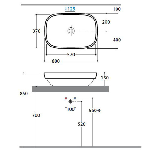 Раковина накладная Globo Genesis GE043 - фото 3