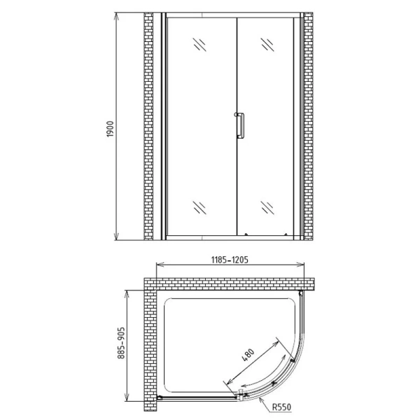 Душевой уголок Gemy Victoria 120х90 см профиль хром - фото 2