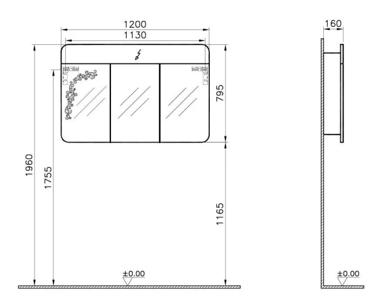 Тумба подвесная Cezares Rialto 34 см bianco opaco левосторонняя, в наличии - фото 2