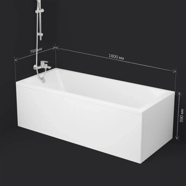 Ванна акриловая Am.Pm Gem 180x80 белая, современныe, hi-tech - фото 3