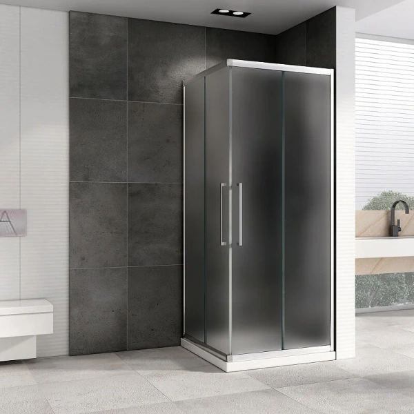 Душевой уголок Abber Schwarzer Diamant 80x80 см стекло матовое, хром - фото 4