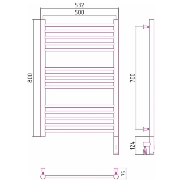 Полотенцесушитель электрический Сунержа Богема 3.0 50х80 см правый белый матовый, лесенка, вертикальные - фото 4