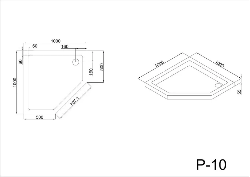Душевой поддон Black&White Stellar Wind 100x100 см многоугольный - фото 2