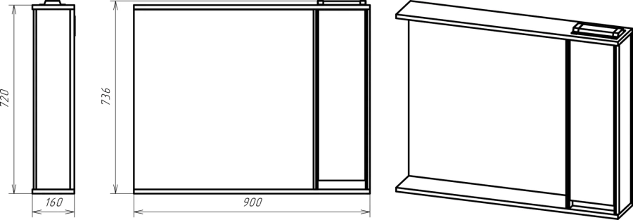 Зеркальный шкаф с подсветкой Misty Адриана 90 см правый, современные, hi-tech - фото 3