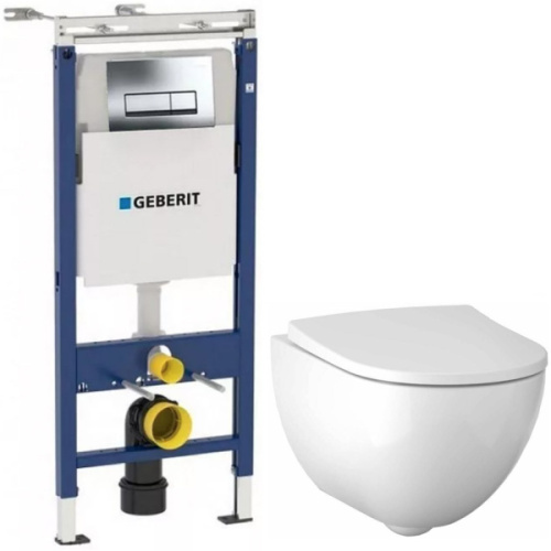 Комплект инсталляция и подвесной унитаз Geberit Delta 458.125.21.1-500.600 - фото 1