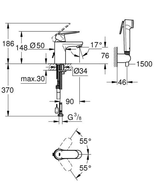 Смеситель для раковины Grohe Eurosmart Cosmopolitan 23125000 - фото 2