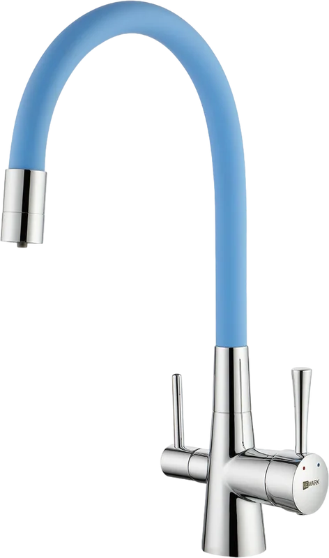 Смеситель для кухни Lemark Comfort хром/голубой - фото 1