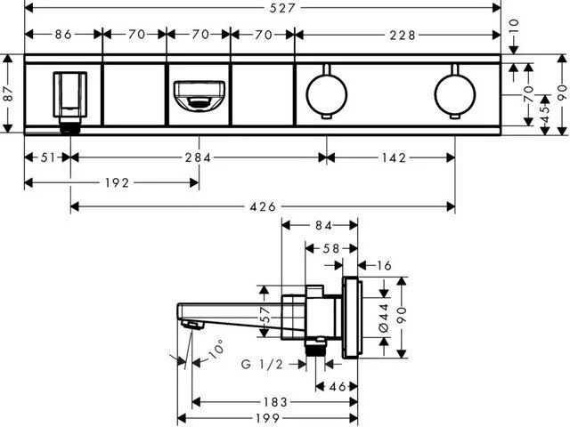 Смеситель для ванны Hansgrohe RainSelect 15359 термостатический - фото 2