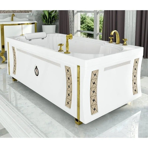 Акриловая ванна Fra Grande Анабель 4-01-4-0-1-417, 170 x 85 см, рама-подставка на декоративных ножках, подголовник, бронза - фото 4