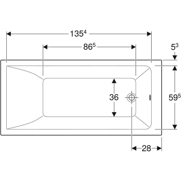 Ванна акриловая Geberit Renova Plan 554.301.01.1, 150 х 70 см, белая, прямоугольные - фото 5