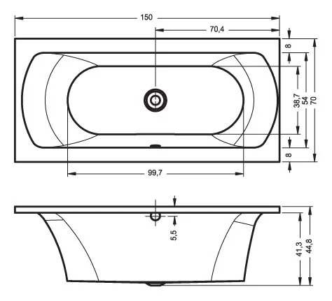 Ванна акриловая Riho Lima B049001005, 150 x 70 см, белая - фото 4