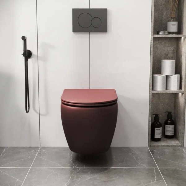 Унитаз подвесной Grossman Color бордовый матовый - фото 3