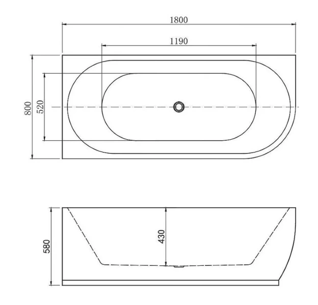 Ванна акриловая Aquanet Family Elegant A 180 x 80 см, левая, белый матовый, 260054 - фото 2