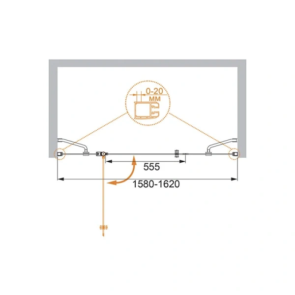 Душевая дверь в нишу Cezares Elena 160 см стекло рифленое Punto, правая - фото 2