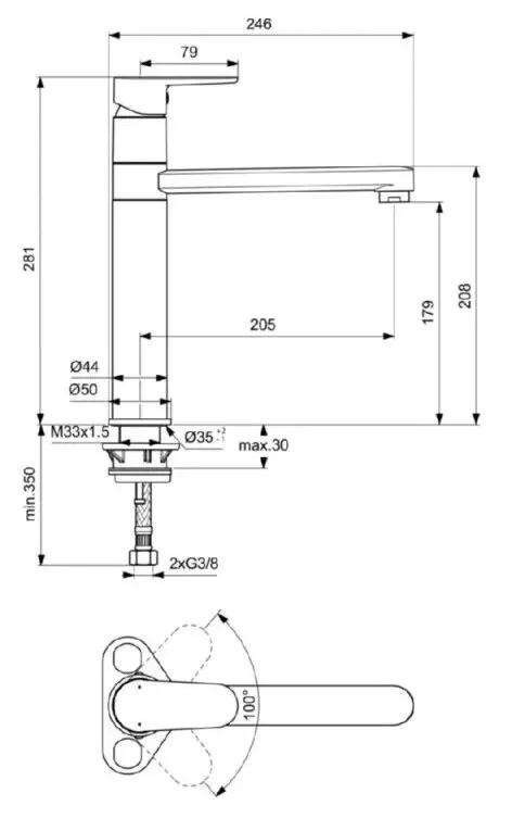 Смеситель для кухни Ideal Standard Cerafine O однорычажный, для кухни - фото 2