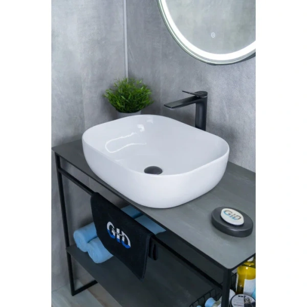 Раковина GID Geometrico D1302 50 см белая, белые - фото 4