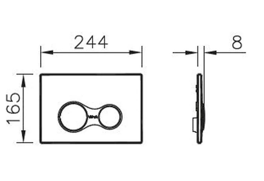 Клавиша смыва VitrA Sirius хром матовый с защитой от отпечатков пальцев, слив эконом-стандарт с двумя клавишами - фото 3