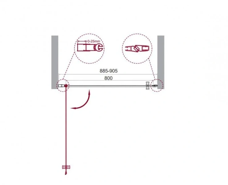 Душевая дверь в нишу BelBagno Etna 90 см с прозрачным стеклом - фото 2