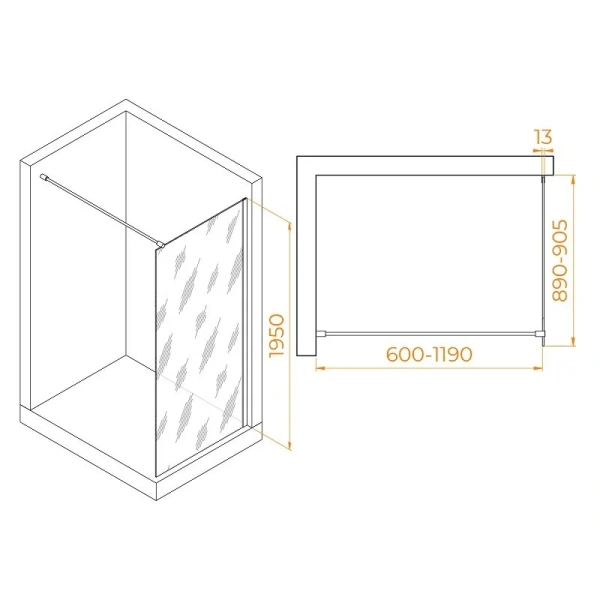 Душевая перегородка RGW Walk In WA-010 351001009 90 см стеклянное полотно - фото 3