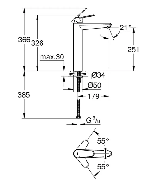 Смеситель для раковины Grohe Eurodisc Cosmopolitan 23432000 - фото 3