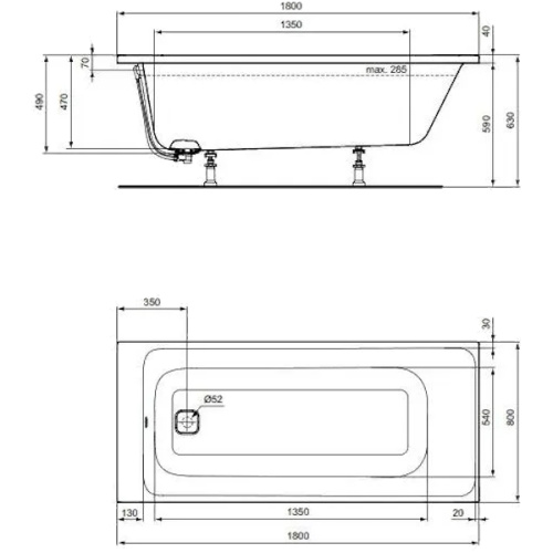Ванна акриловая Ideal Standard Tonic II E3994 180х80 см встраиваемая - фото 4